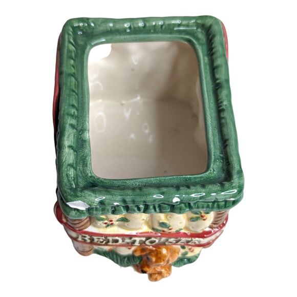 90s Fitz And Floyd Night Before Christmas Holiday Ceramic Sugar Bowl No Lid - Picture 2 of 6